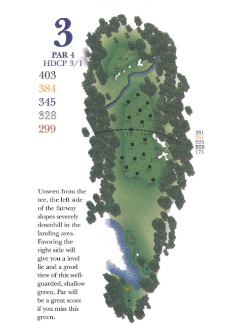 Yardage picture of hole 3