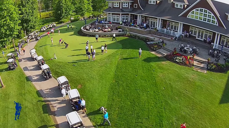 overhead photo of back of clubhouse