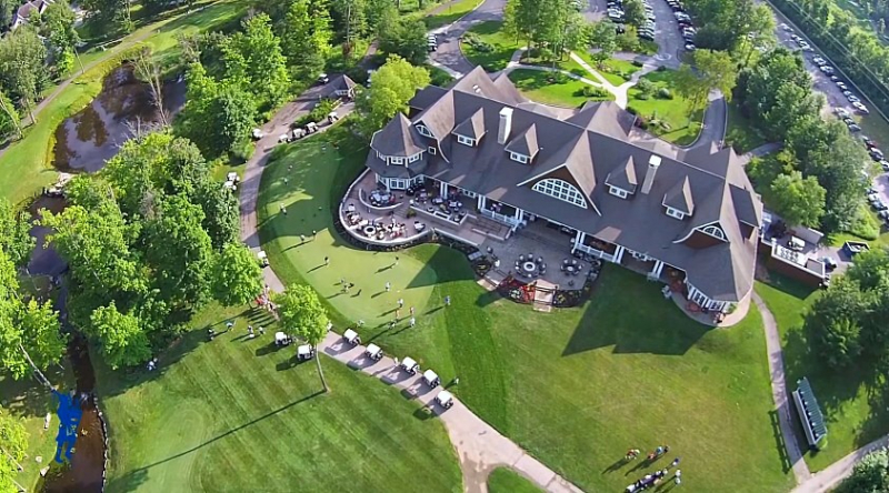 overhead photo of back of clubhouse