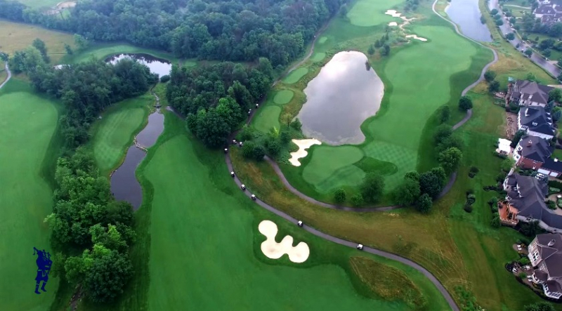 drone aerial picture of golf course