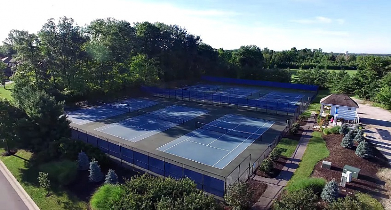 tennis courts aerial drone footage